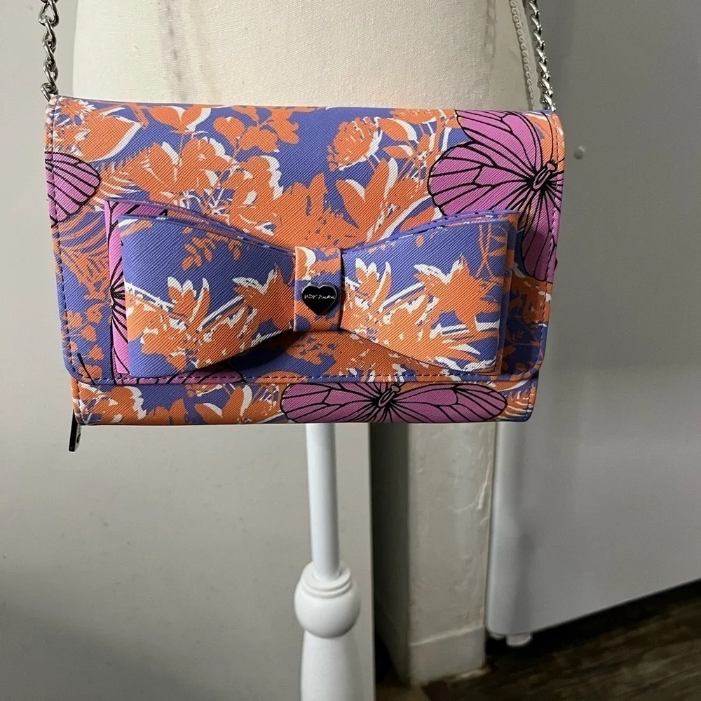 NWT Betsey Johnson Butterfly Floral OX DANI BOW Crossbody Wallet Clutch BAG $68